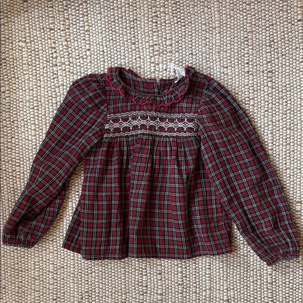 Plaid Kids Shirt with Lace Detail